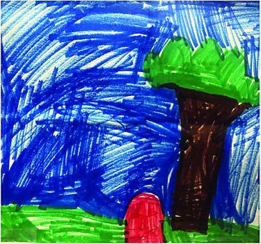 This drawing byayoung child, with a red door at the bottom center, became the inspiration for establishing “The Red Door Fund for Mental Health” through the Fayette Community Foundation.