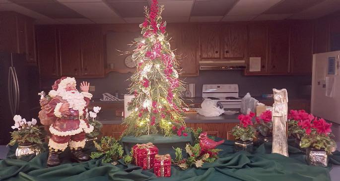 The centerpiece was merry and bright at the Garden Club Christmas party.
