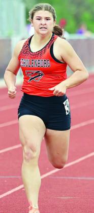 Landry Zapalac sprints to third place in the 200-meter dash. Photo By Melanie Berger / Courtesy of Flatonia Argus
