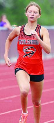 Michaela Kollmann outruns the field in the 800 meters. Photo By Melanie Berger / Courtesy of Flatonia Argus