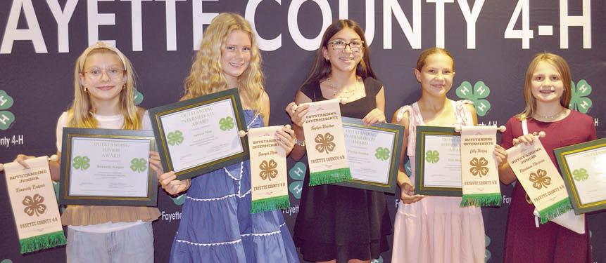Outstanding Juniors and Intermediates – (from left) Kennedy Kaspar, junior; Sawyer Mau, intermediate; Taylyn Newton, intermediate; Lilly Herzog, intermediate; Madison Moreau, junior; and (not shown) Adalyn Carrales, intermediate.