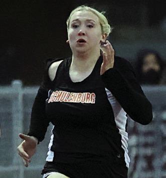 Reagan Dusek sprints to a second-place finish in the 100-meter dash. Photo By Melanie Berger / Courtesy of Flatonia Argus