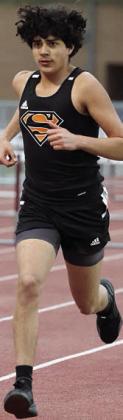 Edgar Mandujano pushes onward to finish second in the 800-meter run. Photo By Melanie Berger / Courtesy of Flatonia Argus