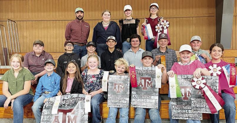 Fayette County 4-H’ers participating in the AggieFest Livestock Judging Contest were (front row, from left) Hayleigh Pizzitola, Rowdy Guenther, Emma Zweschper, Abigale McBride, Joe Carrales, Hudson Holub, Kaisley Janecka, Adalyn Carrales, (middle row) Rilan Karisch, Tate Fritsch, Crockett Guenther, Dylan Zweschper, Logan Poncik, Holden Holub, Abraham McBride, (back row) coach JoJo Carrales, Rheagan Karisch, Hailey Janish, Tatum Fritsch and (not shown) Chandler Brooks.