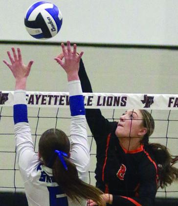 Greenli Van Zandt registers a kill early in the match. Sticker Photo By Darrell Vyvjala