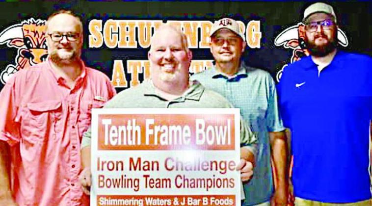 BOWLING CHAMPIONS: Team Eddins – (from left) Mike Tofel, Phillip Eddins, Neal Beyer, and Anson Hargadine. In addition, Tofel had the highest three-game average.