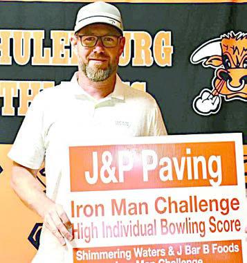 Adam Bosl rolled the high individual game in bowling and also won the raffle for a bowling ball, which was donated by the Faith Family Fun Center.