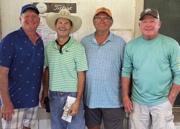 Third Flight, First Place (6 under par / 66) – (from left) John Hudec, Gary Muras, Tom Svec, and Charlie Cernoch. Sticker Photo By Darrell Vyvjala