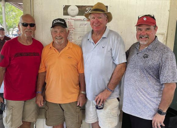 Third Flight, Second Place (5 under par / 67) – (from left) Nick Chudej, Ed Krenek, Henry Chudej, and Keith Krenek. Sticker Photo By Darrell Vyvjala
