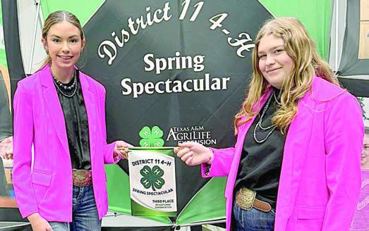 Educational Presentation – (from left) Tori Newton and Rheagan Karisch won third in the beef category and advance to state.