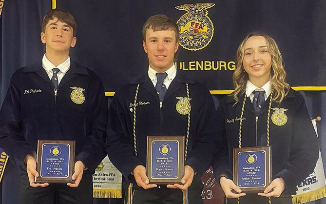 Blue and Gold Award – (from left) Koi Prihoda, Bryce Stoever and Presley Sommer