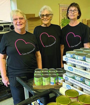 The Zion Lutheran Church Dorcas Guild recently sponsored a food drive at the Zion Lutheran Church in Schulenburg. A donation of 291 pounds of non-perishable food plus a monetary donation of $615 was presented to the Schulenburg Area Food Pantry by (from left) Helen Galipp, Mary Zeller and Kristi Clark, all members of Zion Lutheran Church