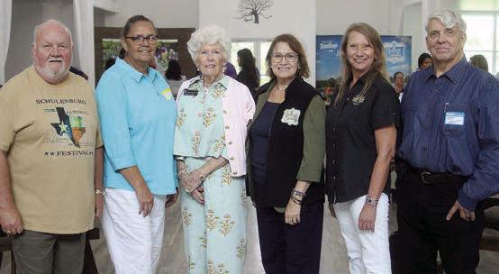 Board members for the Central Texas I-10 Community Alliance in attendance were: (from left) Michael Kuhn, Schulenburg Chamber; Tammy Hall, Explore Holdings; Toni Franklin, Friends of San Felipe State Historic Site; Fran Hunter, Bastrop County Tourism; Charlie Wade, Discover Sealy; and Kent Hargett, Living History Studies. Sticker Photo By Darrell Vyvjala