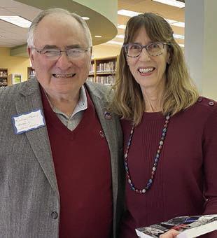Schulenburg resident Jo Farek (right) spoke with family member Rodney Koenig (left), a native of Black Jack Springs. Koenig is one of three University of Texas Law School graduates from Fayette County pictured on the new book’s cover.