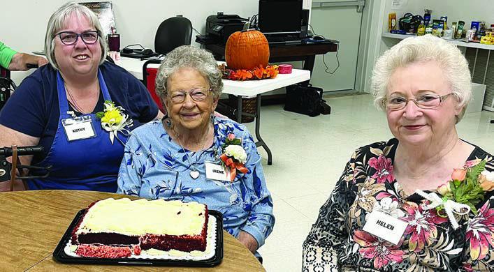 Celebrat ing Octob er birthdays at the monthly birthday party at Senior Connections on Wednesday, Oct. 18 were (from left) Kathy Carpenter, Irene Janda and Helen Ohnheiser. Janda will turn 92 on Oct. 29.