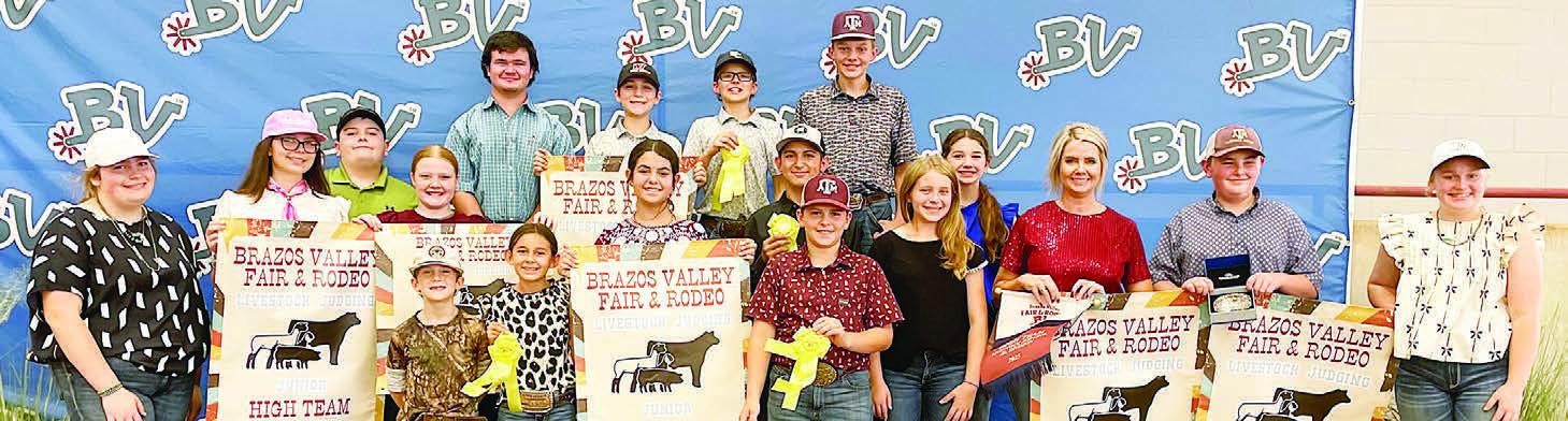 Fayette County4-H’ers competing in the Brazos Valley Livestock Judging Contest were as follows: Front row, from left: Rowdy Guenther, Emma Zweschper, Adalyn Carrales, Hudson Holub, Hayleigh Pizzitola, coach Kaci Carrales,Abraham McBride and Julia Melton Middle row, from left: Rheagan Karisch, Tatum Fritsch, Kaisley Janecka, Dylan Zweschper and Laramie Laake. Back row, from left: Rilan Karisch, Logan Poncik, Crockett Guenther, Tate Fritsch and Holden Holub.
