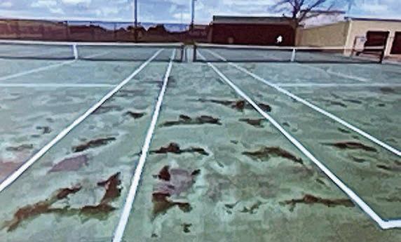 The track (top) and tennis courts (bottom) were a couple of the top priorities identified at the facilities meeting. Sticker Photos By Darrell Vyvjala