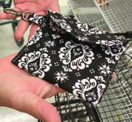 MASK PURSES – NVCC is now making mask “purses,” which hold a mask folded in half. A clip (top left) allows the mask purses to be attached to a regular purse, backpack, etc.