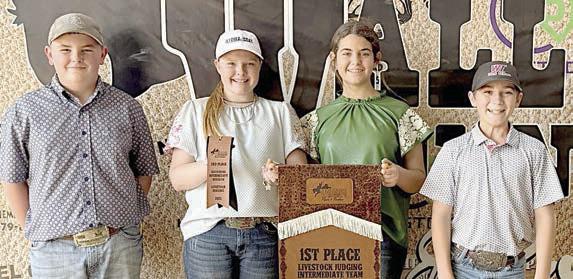 Champion Intermediate Team – (from left) Abraham McBride, Kaisley Janecka, Adalyn Carrales and Crockett Guenther.