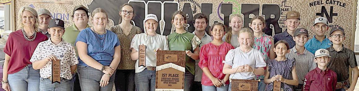 Fayette County 4-H’ers participating in the Waller County Livestock Judging Contest were (from left) coach Kaci Carrales, Abraham McBride, Hudson Holub, Rilan Karisch, Rheagan Karisch, Tatum Fritsch, Kaisley Janecka, Adalyn Carrales, Logan Poncik, Chandler Brooks, Julia Melton, Abigale McBride, Laramie Laake, Emma Zweschper, Holden Holub, Crockett Guenther, Dylan Zweschper, Rowdy Guenther and Tate Fritsch.