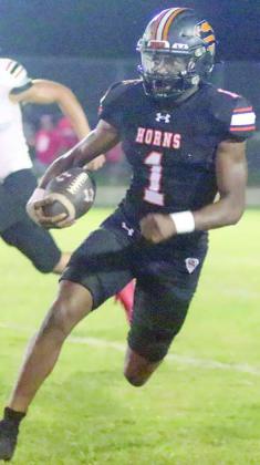 Da’Terrion Houston breaks free for a 21-yard gain on a screen in the second quarter. Sticker Photo By Layne Vyvjala
