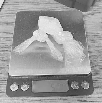 Five grams of Cocaine were located by Deputy Austin Moore during the traffic stop.