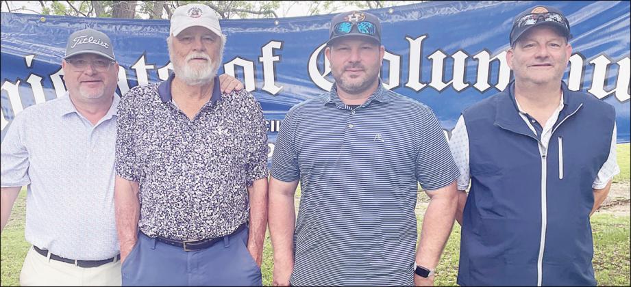 1ST FLIGHT: 1st Place – 13 under par (59) From left: Kenny Helmcamp, Mike Alexander, Clay Besetzny, and Jimmy Heger.  Sticker Photo By Darrell Vyvjala