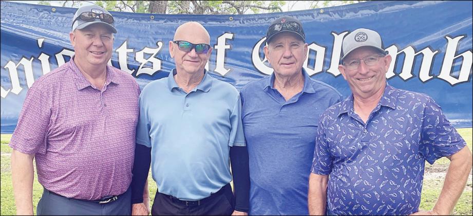 1ST FLIGHT: 2nd Place – 10 under par (62) From left: Stanley Pesek, Mike Vacek, Mark Besetzny, and Keith Hansen. Sticker Photo By Darrell Vyvjala