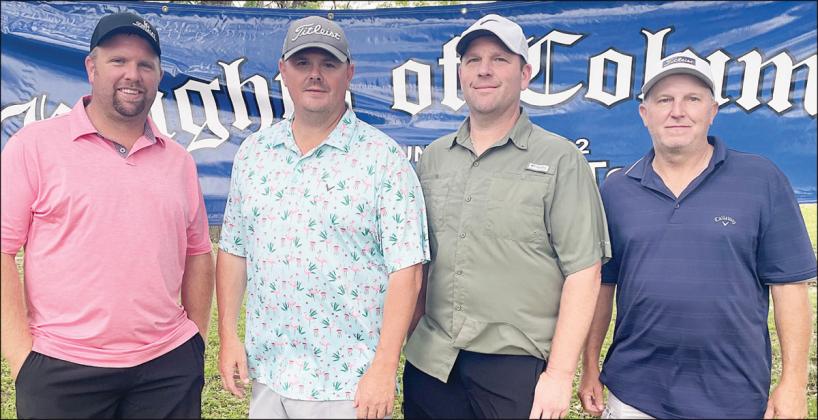 3RD FLIGHT: 3rd Place – 6 under par (66) From left: Travis Christen, Shawn Janda, Brian Christen, and John Guenther. Sticker Photo By Darrell Vyvjala