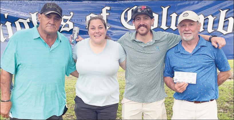 LONG DRIVE/CLOSEST-TO-THE-PIN From left: Donnie Dach, long drive 60 and over; Allison Machac, long drive under 60; Eric Lauher, closest-to-the pin on hole No. 9/18; and Freddie Blaha, closest-to-the-pin on hole No. 4/13. Sticker Photo By Darrell Vyvjala