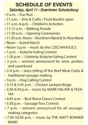 Sausagefest Schedule of Events