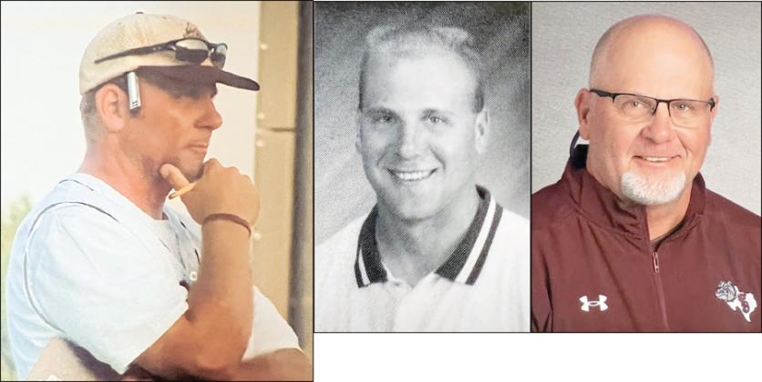 Shawn Bruns, from early in his career (middle photo) to on-field coaching later on (left) and a more recent photo (right).