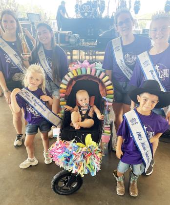 Third Place – “Funfetti” – Tatum  Langley. Also shown is Miss Schulenburg and her court. Sticker Photo By Darrell Vyvjala