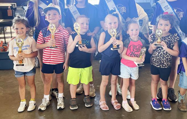 4- &amp; 5-year-olds – (front, from left) Kacey Gimbel, first place; Craig Hudec, second place; Reid Zapalac, third place;  Brecklyn Preuss, fourth place; Anna Janecka, fifth place; and Ali Gutierrez, sixth place. Sticker Photo By Darrell Vyvjala