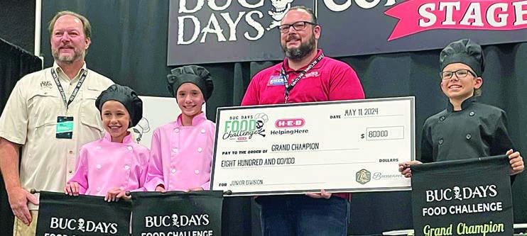 Champion Junior Team “The Beefmasters” – (from left) Buc Days representative, Emory Malota, Kloey Noska, HEB representative and Tate Fritsch.