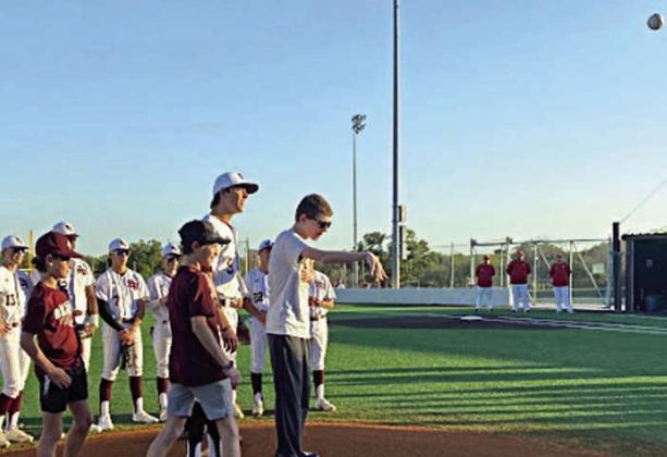 Brady (left photo) and Kamden (right photo) threw out the first pitches for Hallettsville’s Turtle Wing baseball and softball games, respectively.