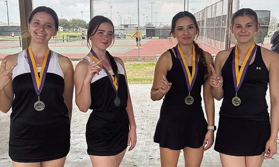 JV GIRLS’ DOUBLES: (from left) Molly Rorschach &amp; Cheyenne Henneke, 2nd; Perla Martinez &amp; Haylee Vacek, 1st.
