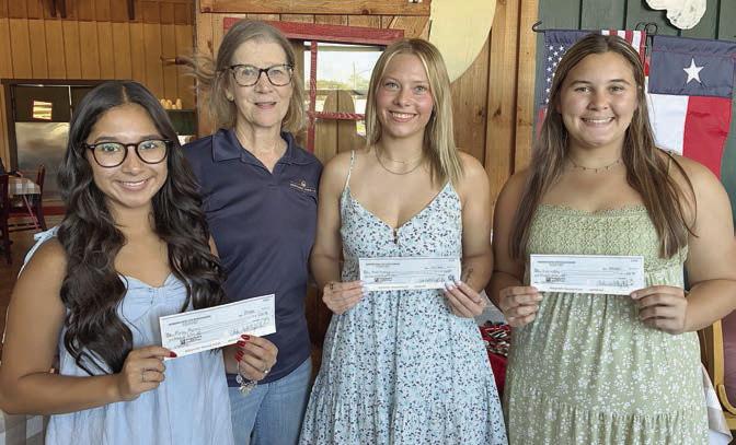 2026 Hermann Sons scholarship winners, shown with Mary K. Seifert (second from left) of the scholarship committee, are Alazay Moreno (left), Heaven Hrachovy (second from right) and Jessie Witley (right). Not shown is Madilyn Kurtz.