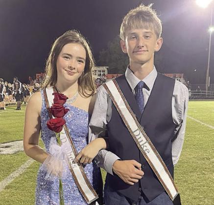 JUNIORS – (from left) Cheyenne Henneke, daughter of Dustin Henneke and granddaughter of Kathy Henneke, and Jamison Bennett, son of Stephen and Maura Bennett. Sticker Photo By Darrell Vyvjala