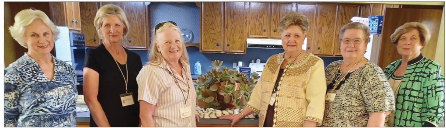 HOSTESSES – Serving as hostesses for the Schulenburg Garden Club meeting on May 4 were (from left) Delia Jurica, Julie Clements, Janet Murphy, Patricia Greeson, Janet Kobza and Nova Stonecipher.