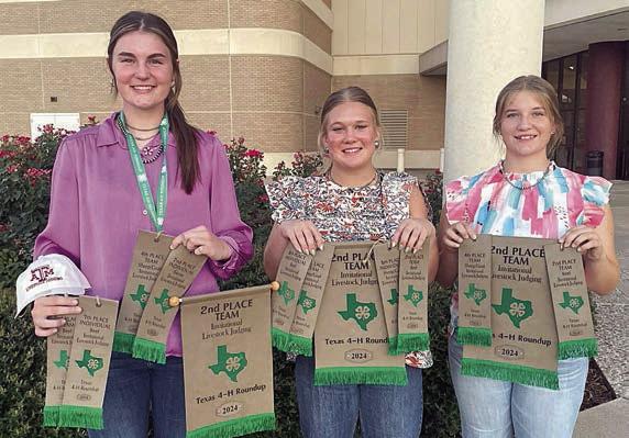 In Invitational Livestock Judging, the team of Madyson Holub, Haley Schramek and Kyrroll Prihoda won reserve champion honors. (This photo, and accompanying information, also appeared in the June 13 issue on Page 1.)