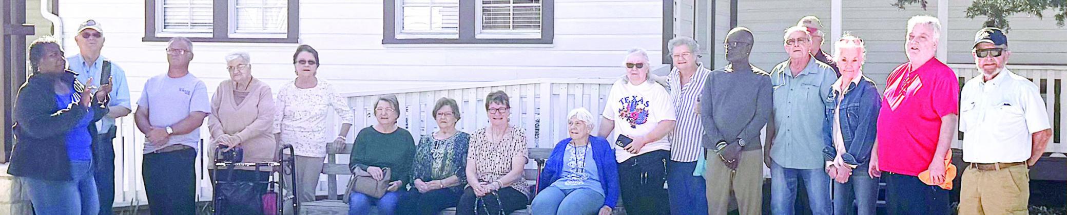 The Februrary adventure took members to Serbin and the Texas Wendish Heritage Museum for a lovely tour, and then on to Reba’s in Giddings for lunch. Shown are (from left) Alfreda Ellison, Irma Aschenbeck (behind Ellison), Charles Aschenbeck, Gary Pauler, Cynthia Meyer, Alice Fajkus, Mary Guenther, Betty Helmcamp, Berni Gillings, Mary Ann Jurica, Kitra Ruiz, Cathy Besetzny, Paul Williams, Frank Lafferty, August Kalinec, Debbie Price, Kurt Koch and John Soos.