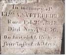 Chiseled lettering on Eliza Satterfield’s grave south of Willow Springs in the John Andrews League.