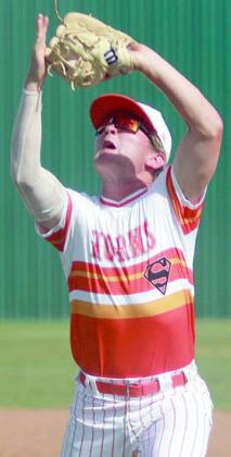 Brycen Schramek secures a popup in the infield against Louise. Sticker Photo By Darrell Vyvjala