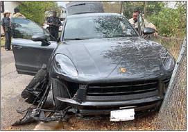 The 2022 Porsche SUV being driven by the suspect ended up hitting a fire hydrant in Hallettsville, after which the suspect fled the vehicle.