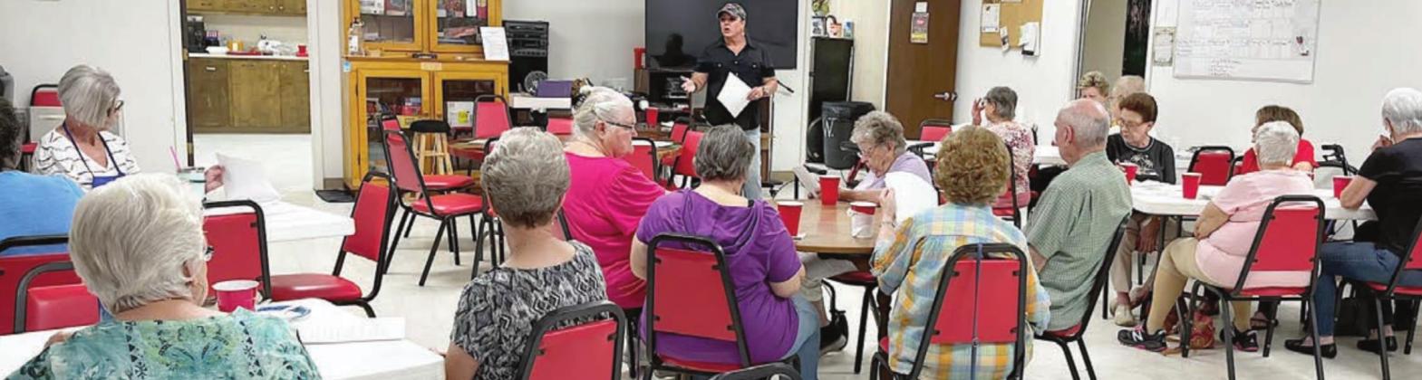 LUNCH-AND-LEARN SPEAKER – Officer Tammie Jo “TJ Mac” McCleney of the Moulton Police Department gave a presentation on “Situational Awareness for Seniors” to a crowd at Senior Connections on Monday, July 25.