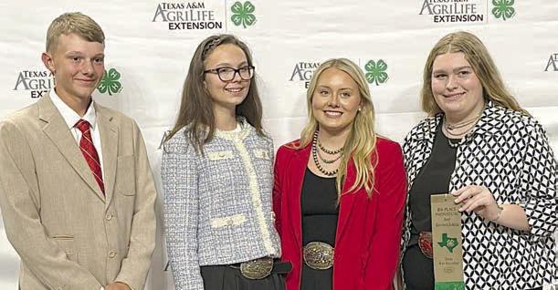 In the Qualifying Livestock Judging contest, the team of (from left) Holden Holub, Tatum Fritsch, Keeley Warnken and Rheagan Karisch placed 10th.