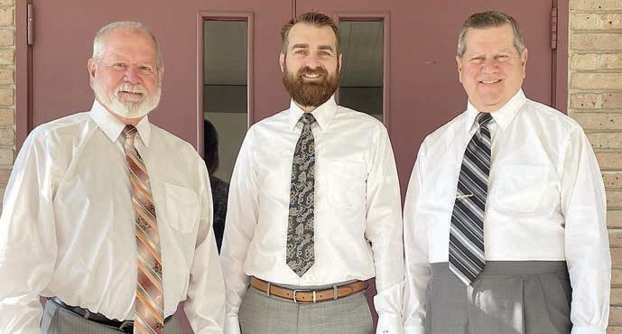 Clayton Klesel (center) joined his father, Bryan (right), and uncle, Mark, as the third generation of their family at Schwenke-Baumgarten Funeral Home as reported in the April 20 issue. Sticker File Photo
