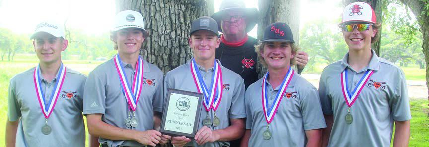 The Shorthorn golf team – (from left) Jackson Faith, Kaz McBride, Reid Janda, Brycen Schramek, Jayse Janda, and (back) coach Richard Hoogendoorn – had a historic season, reaching the regional tournament for the first time in 10 years and qualifying for state for the first time since 1976. It was covered in the April 6, April 27, and June 1 issues. Sticker File Photo