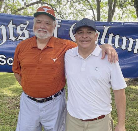 2ND FLIGHT: 3rd Place – 8 under par (64) From left: Jim Krueger and Pete Sanchez. Not shown: Nick Mounter and Todd French. Sticker Photo By Darrell Vyvjala
